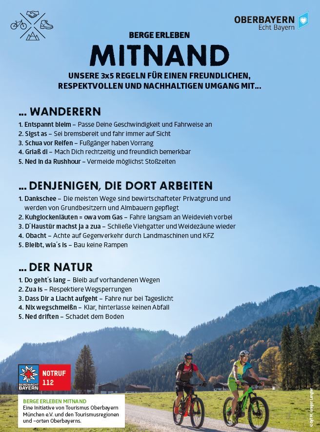 Mitnand im Tölzer Land unterwegs - Fahrradfahrer, Mountainbiker & Wanderer, Spaziergänger!